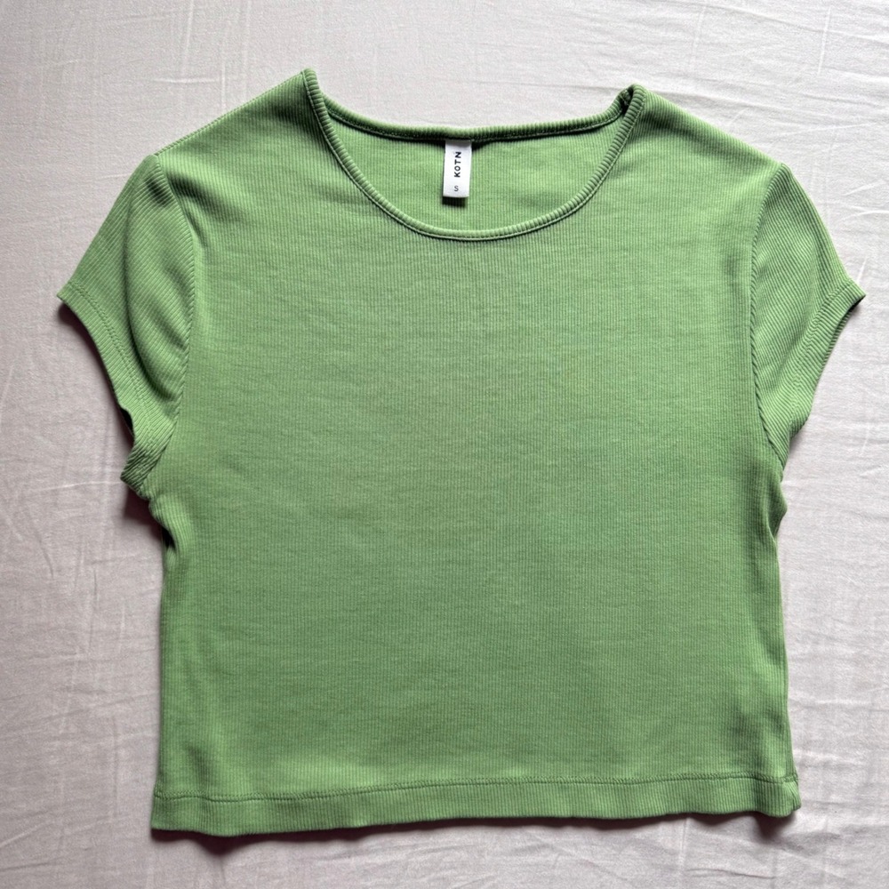 KOTN Kelly green rib ribbed Egyptian cotton crew baby boxy cropped tee t-shirt